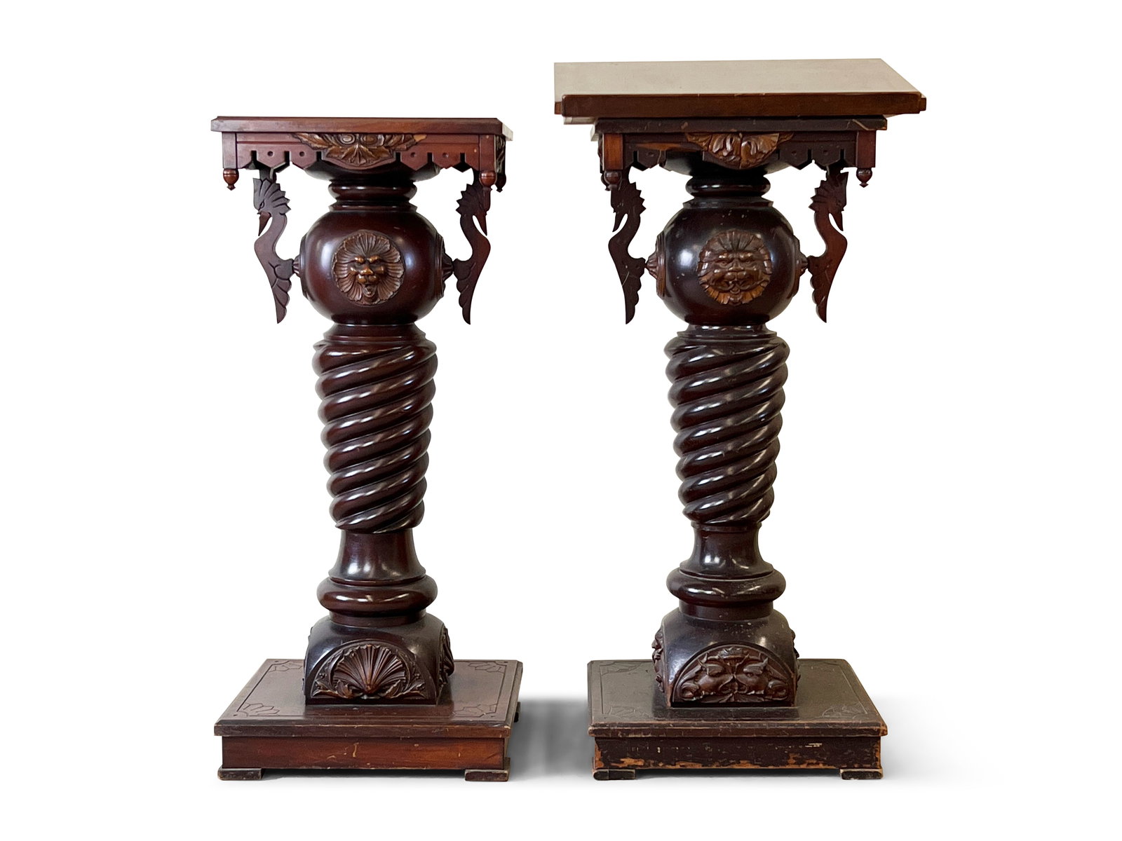 Pair of Victorian Mask-Carved Pedestals (1 of 7)