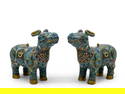Pair of Chinese Cloisonn&eacute; Cow Censers