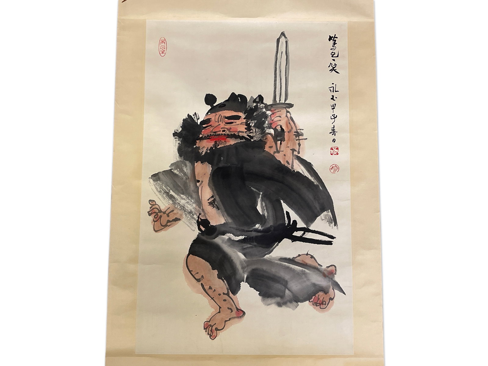 Japanese Watercolor/Paper Scroll: Warrior (1 of 5)