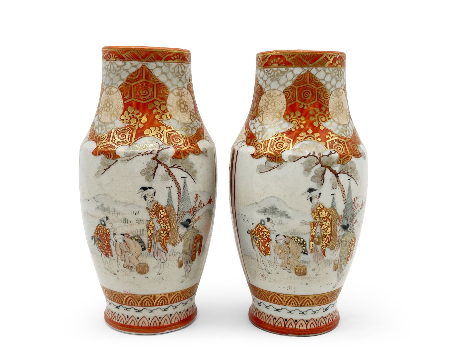 Pair of Miniature Japanese Satsuma Vases (1 of 4)