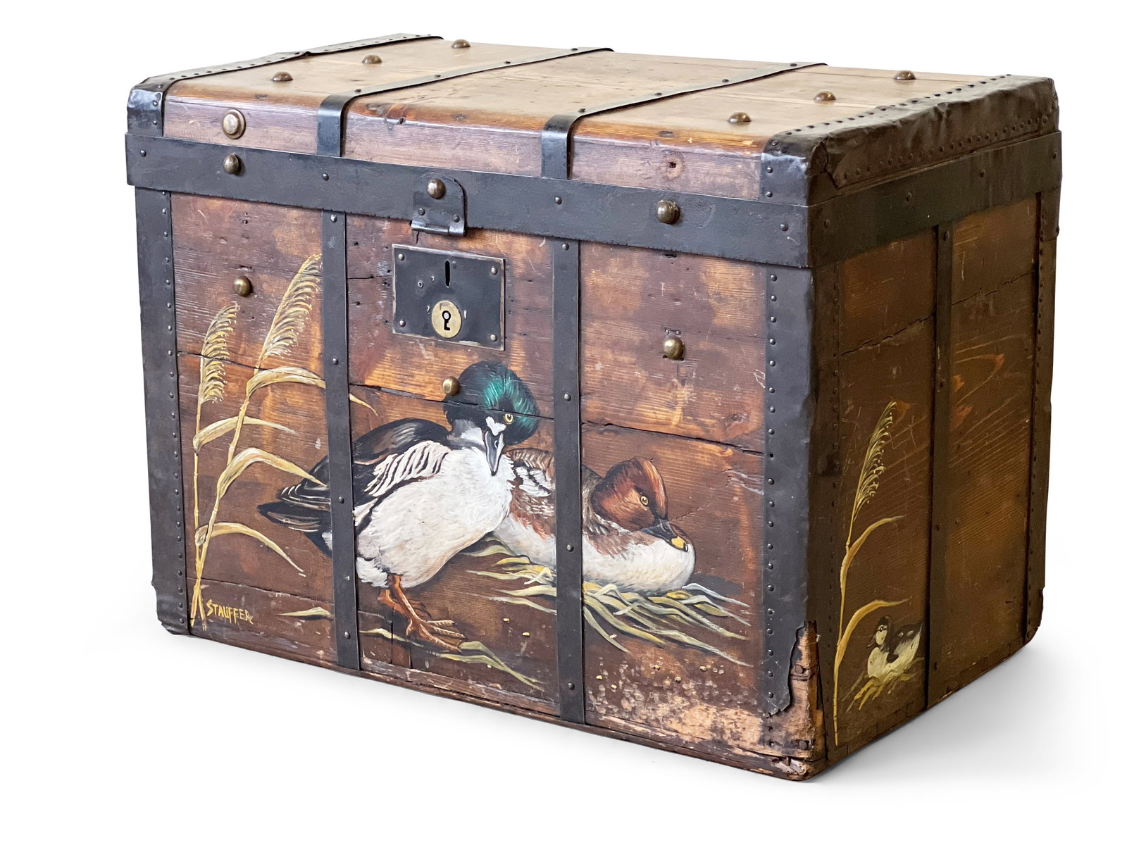 Folk Art Painted Steamer Trunk (1 of 5)