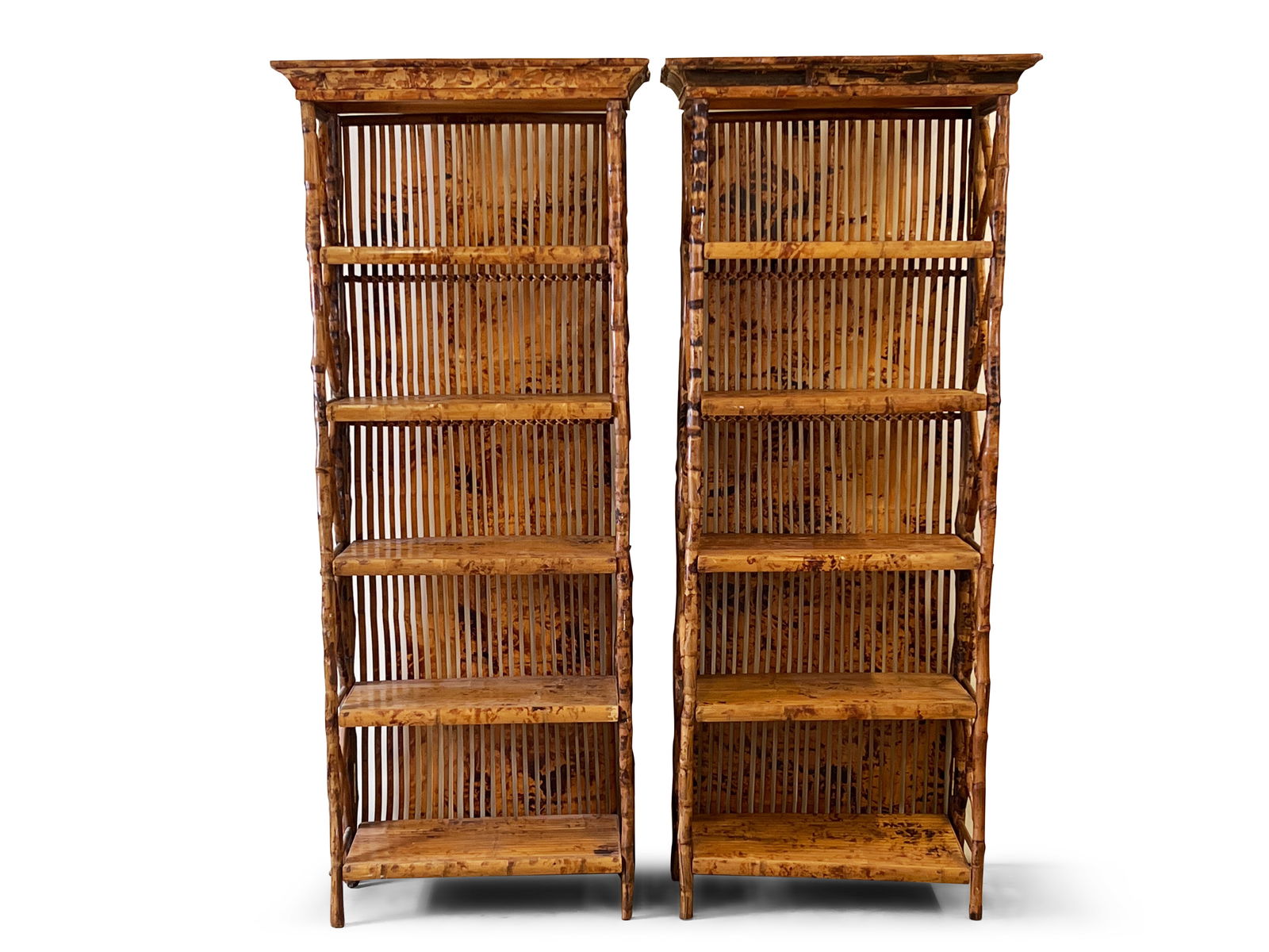 Pair of Hollywood Regency Bamboo Bookcases (1 of 6)