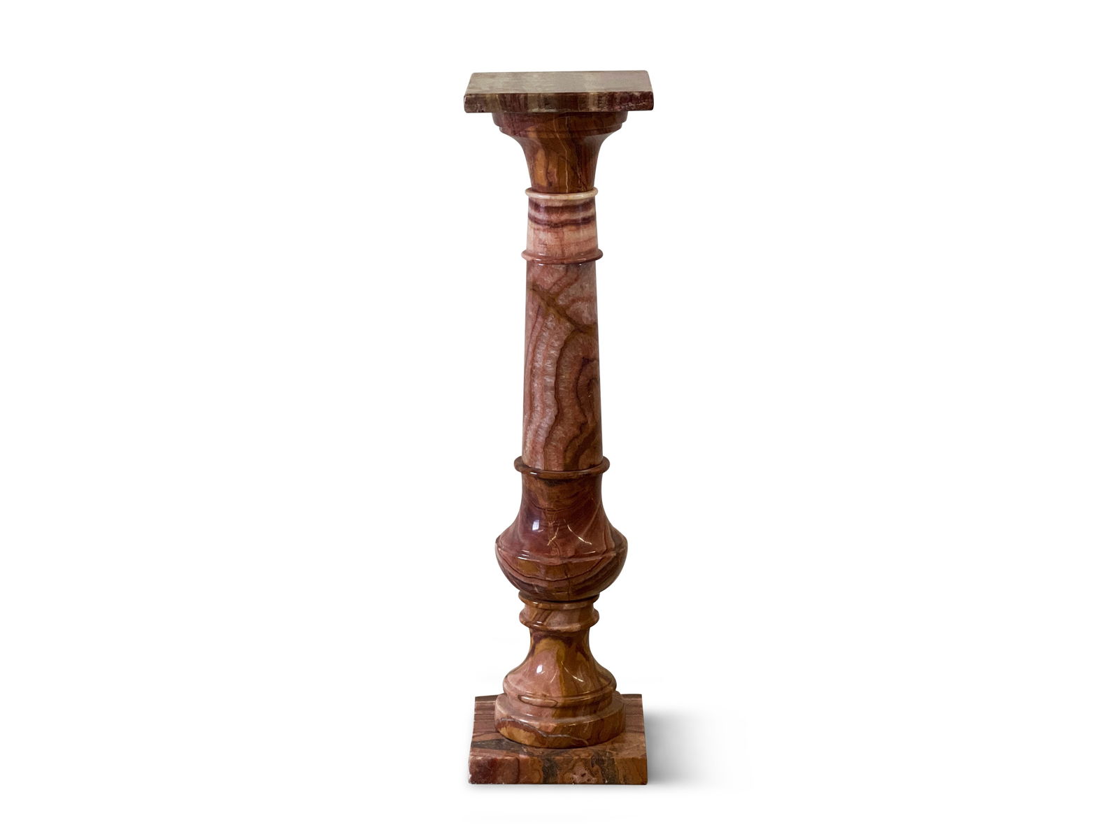 Turned Red Marble Display Pedestal (1 of 4)
