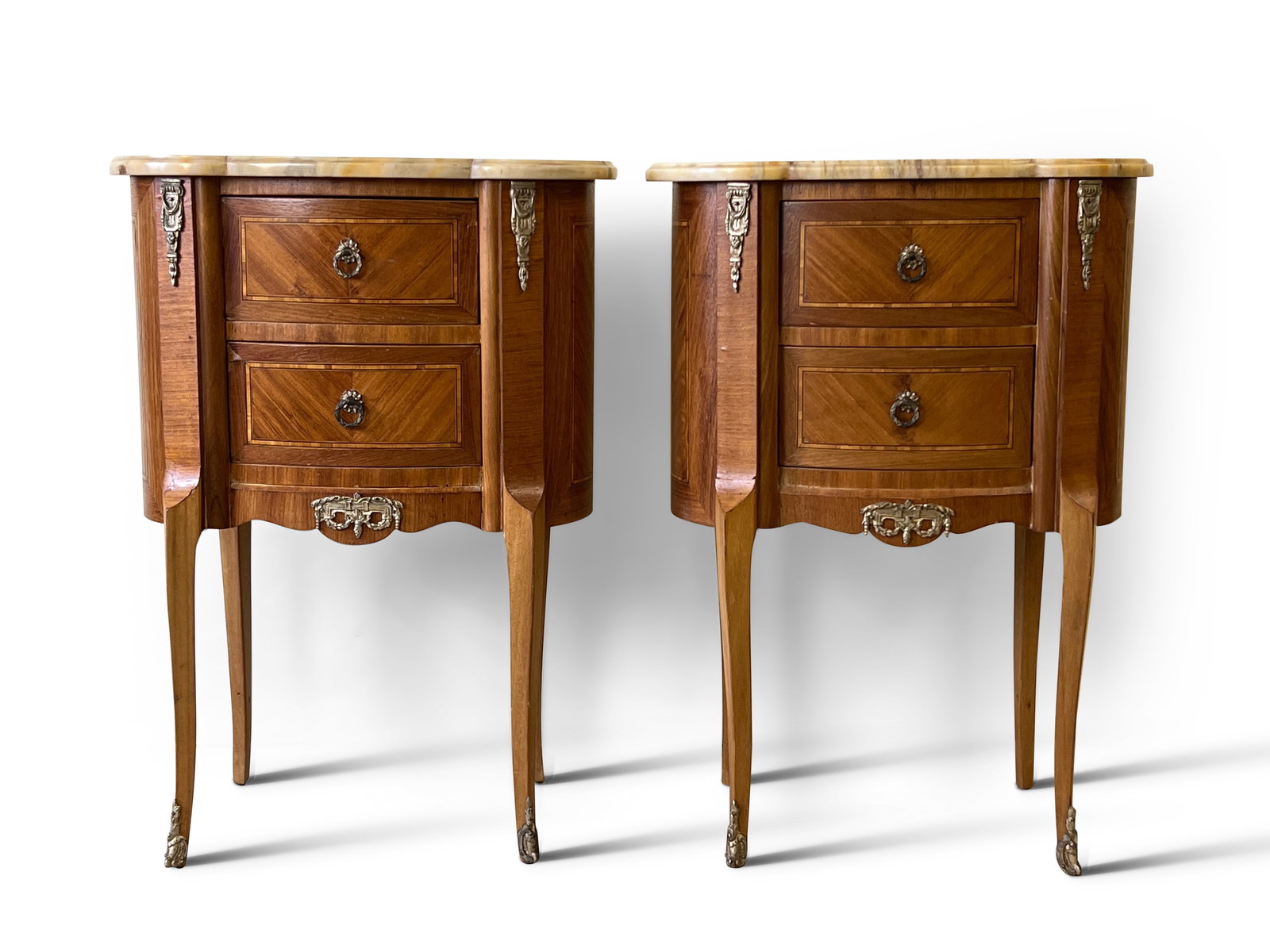 Pair of Louis XV-style Marble-Top Commode Stands (1 of 6)