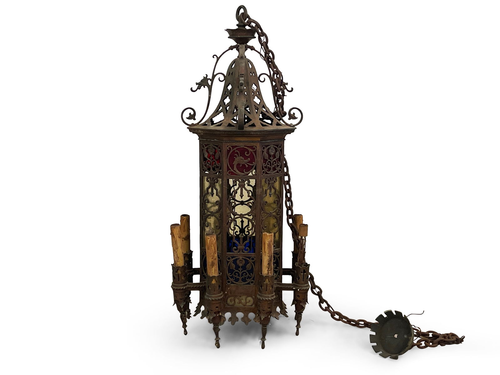 19th C. Gothic Iron Griffin Chandelier (1 of 5)