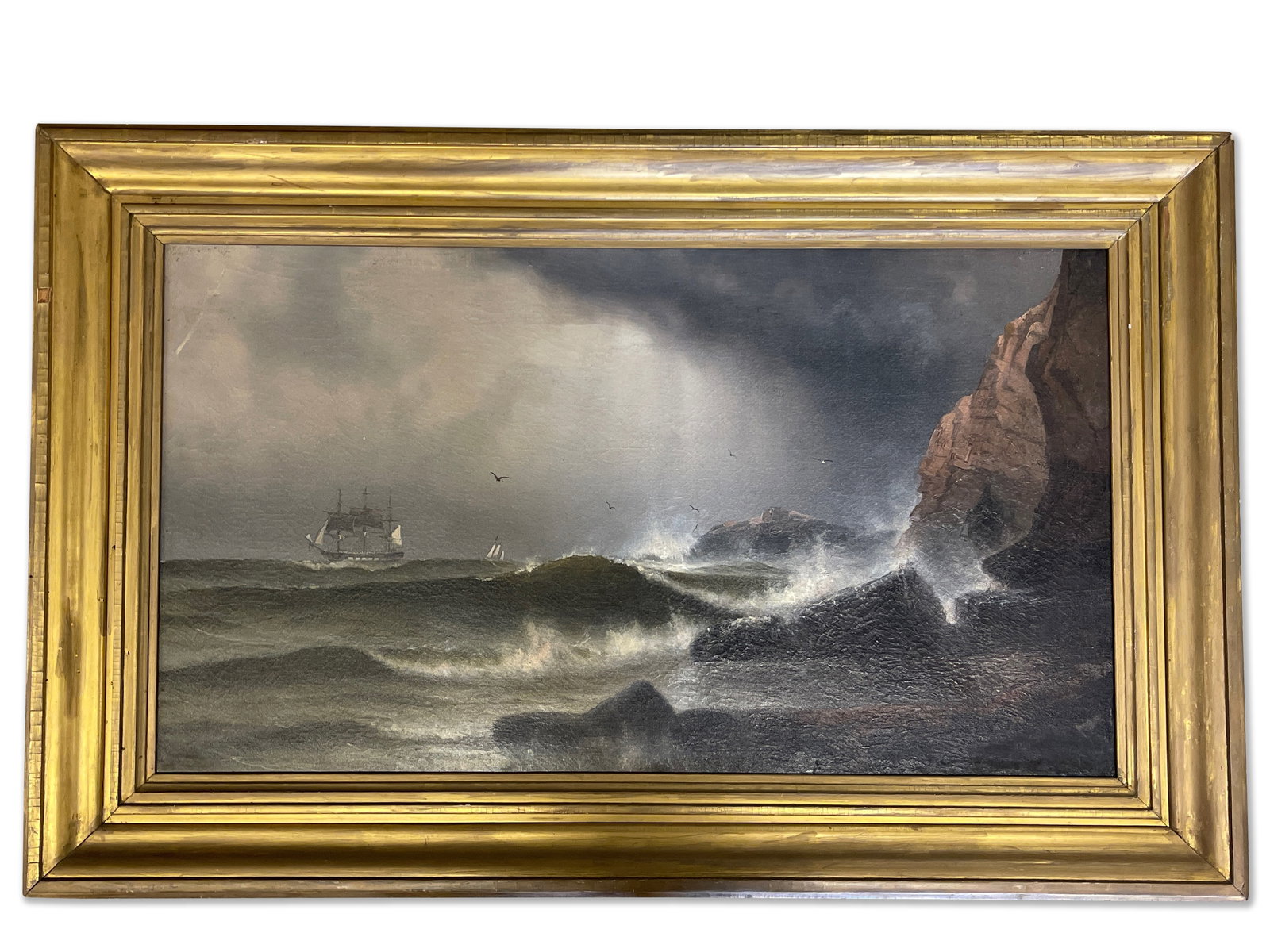 19th C. American School Oil/Canvas: Seascape (1 of 6)