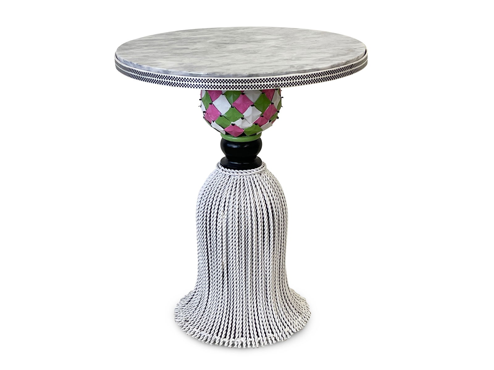 Marble-Top Twisted Iron Tassel End Table (1 of 4)