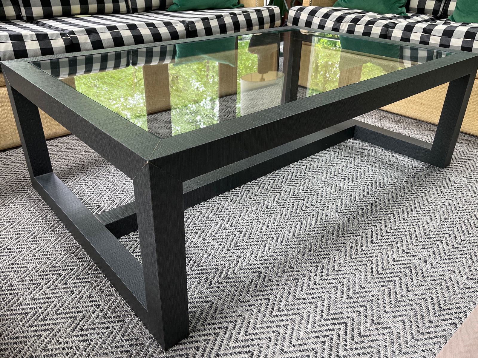 Black Wicker and Glass Cocktail Table (1 of 4)