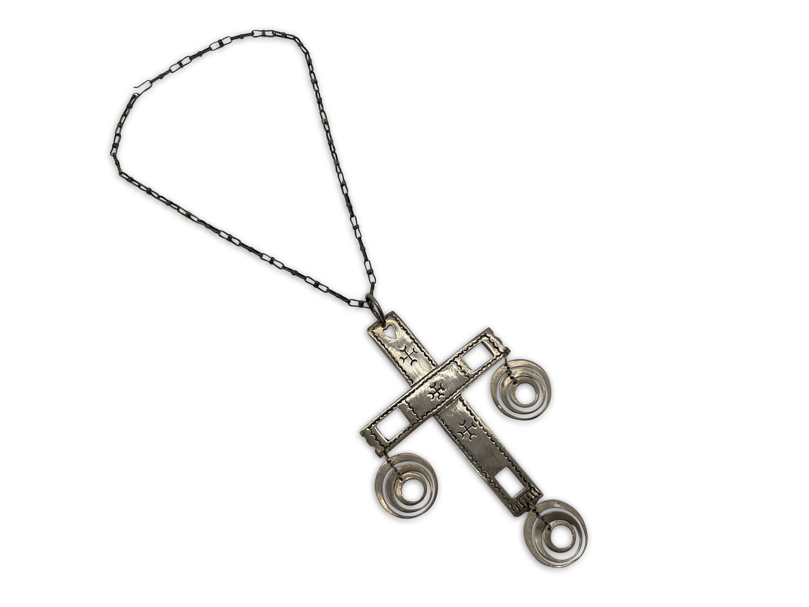 Large Southwestern Silver Cross Necklace (1 of 3)