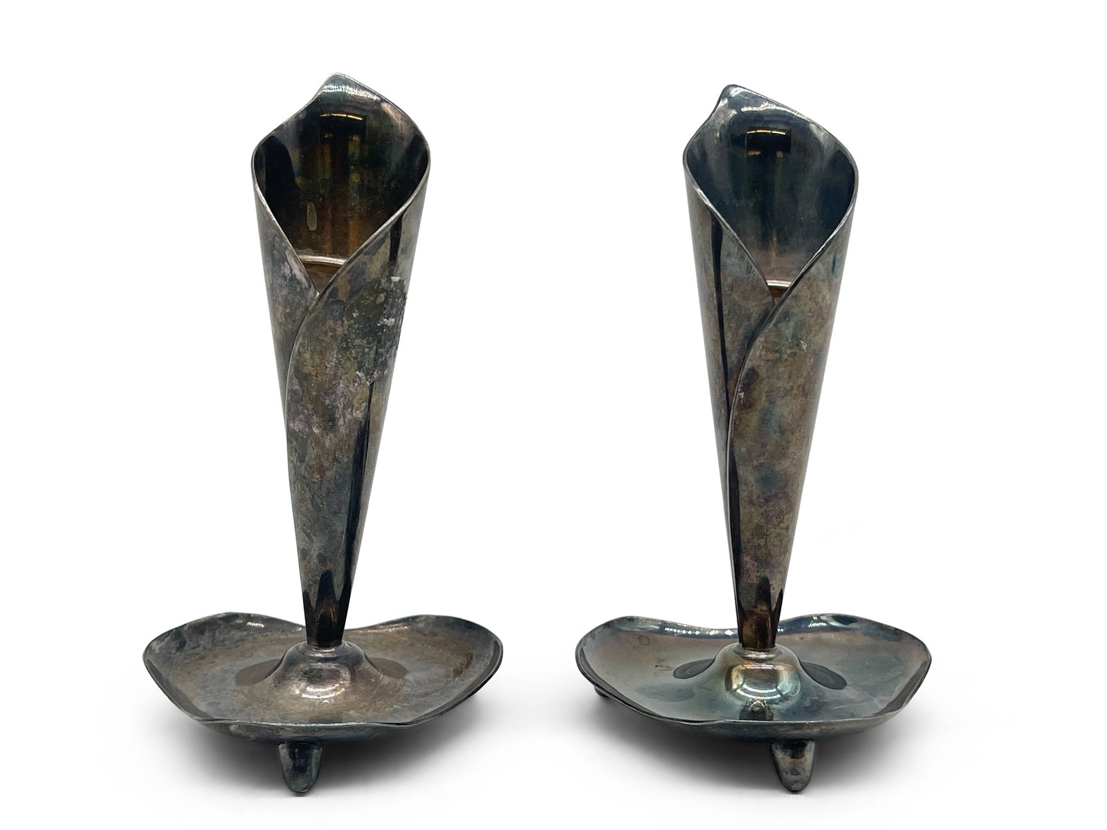 Pr. Hans Jensen Silverplate Cala Lily Candlesticks (1 of 4)