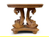 Continental Dolphin Carved Pedestal Table