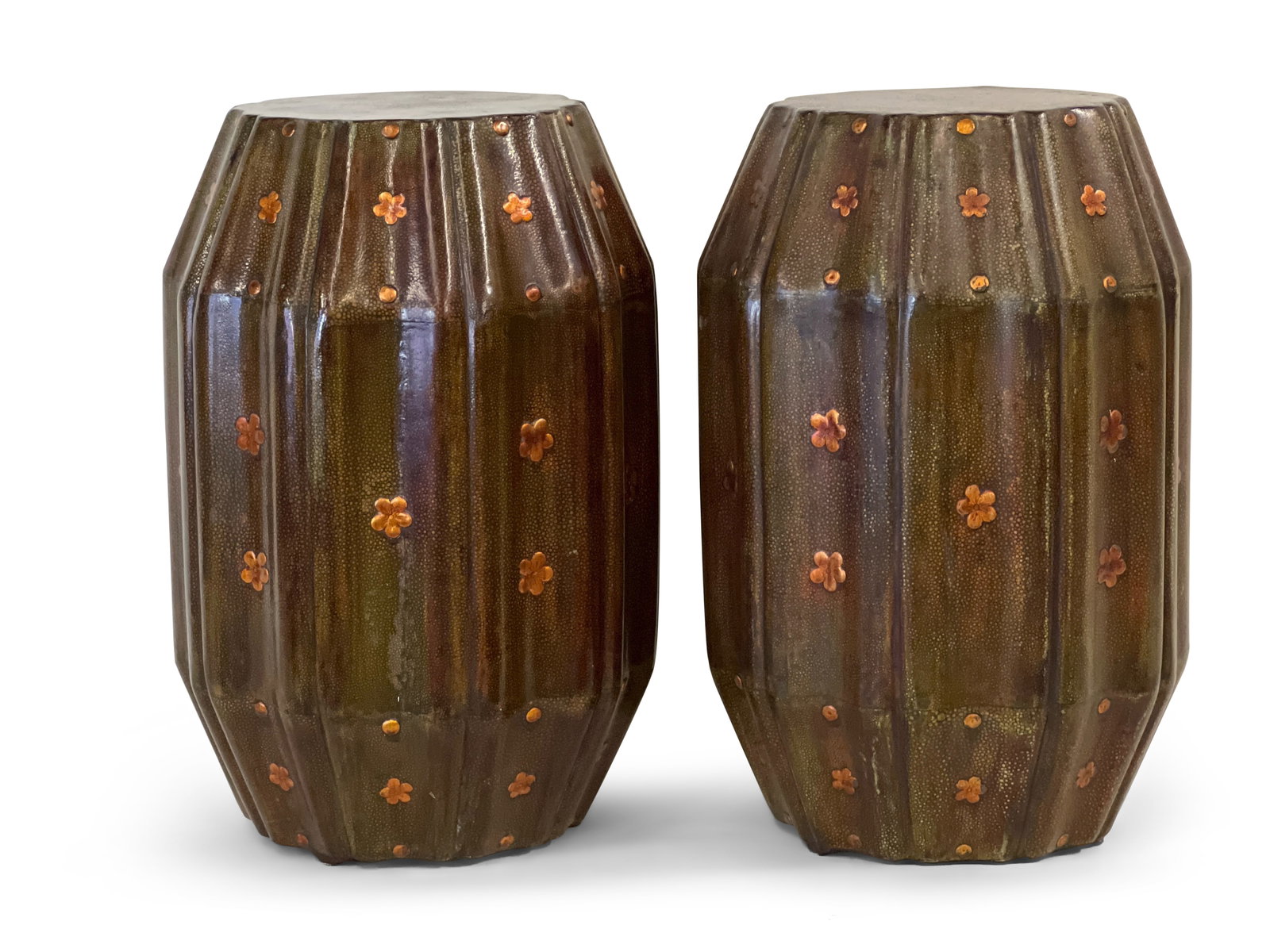 Pair of Japanese Garden Seats: A pair of 19th C. Japanese lacquered garden seats with a shagreen finish. 18in tall x 12in wide. | Philadelphia Metro area delivery, NYC curbside delivery, and international third-party shipper inform