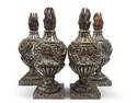 Four Neoclassical Wooden Flame Finials
