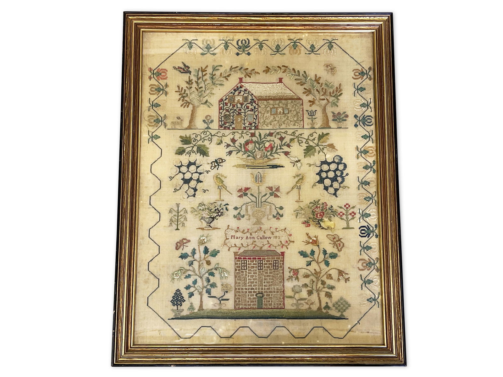 19th C. Mary Ann Callow Needlework Sampler (1 of 6)