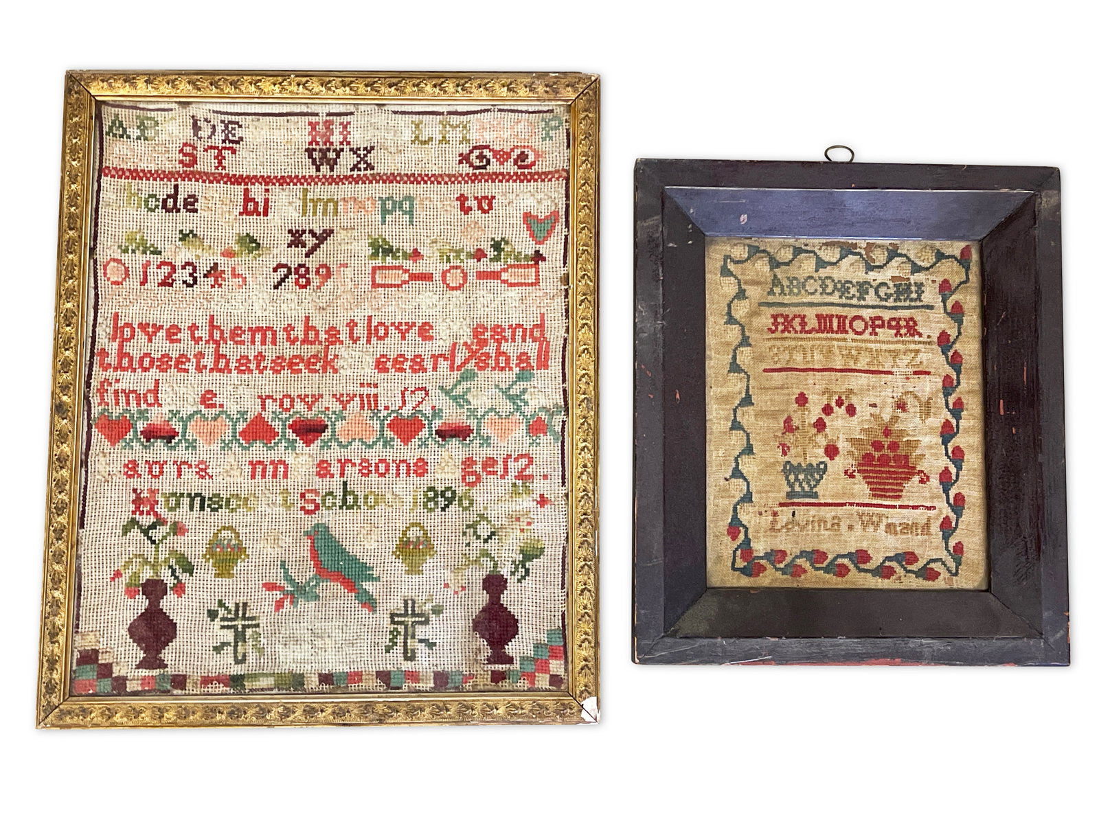 Two 19th C. Needlework Samplers (1 of 7)