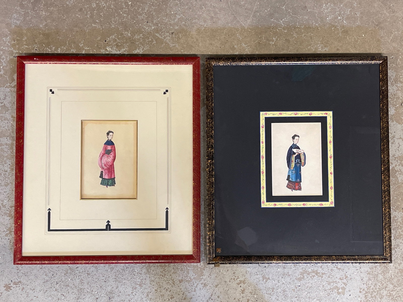 Two Chinese Pith Paintings: Geisha (1 of 4)