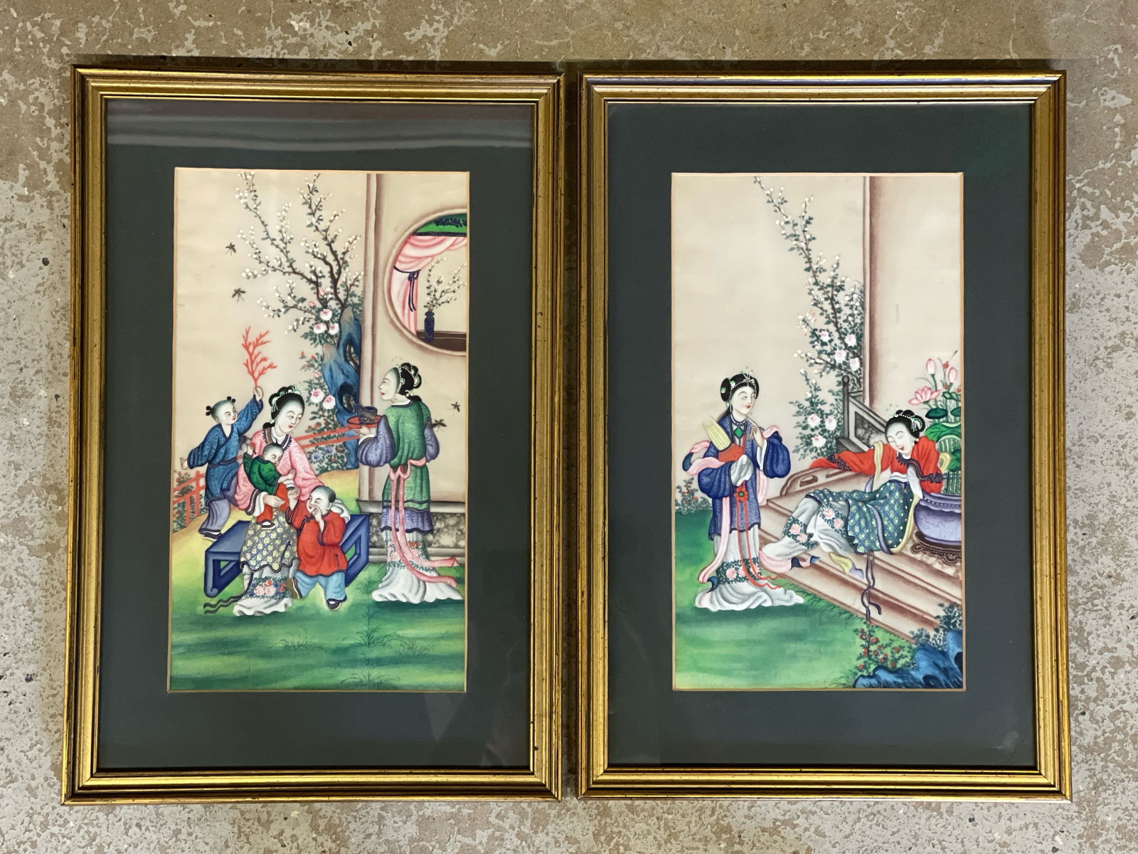 Two Chinese Pith Paintings: Genre Scenes (1 of 4)