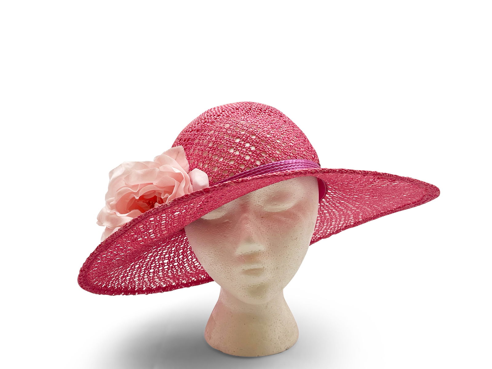 Oscar De La Renta Pink Straw Hat (1 of 5)