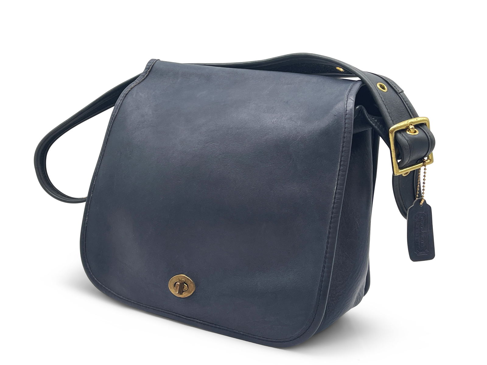 Coach Navy Blue Leather Stewardess Bag (1 of 5)