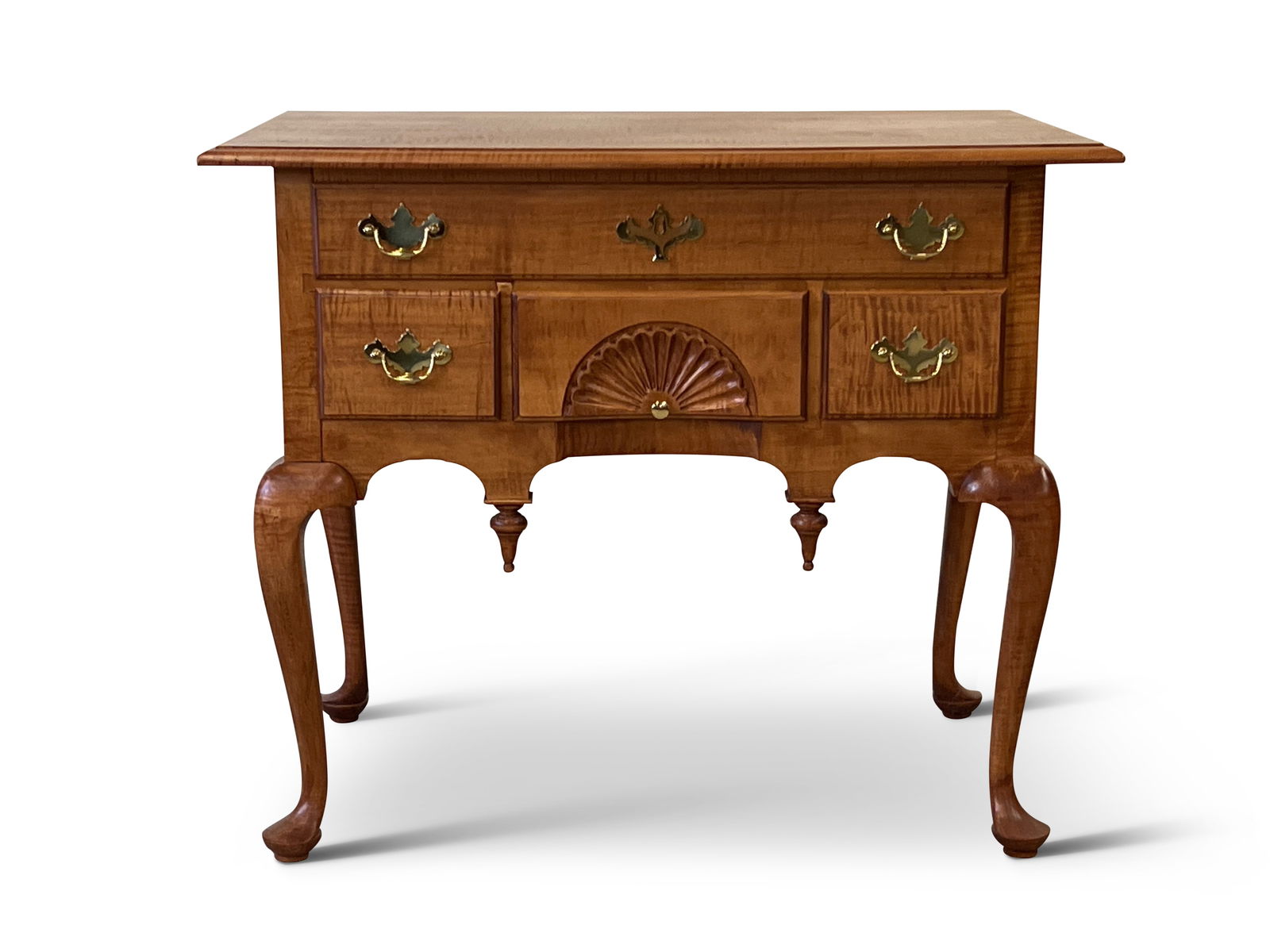 Queen Anne-style Tiger Maple Lowboy (1 of 4)