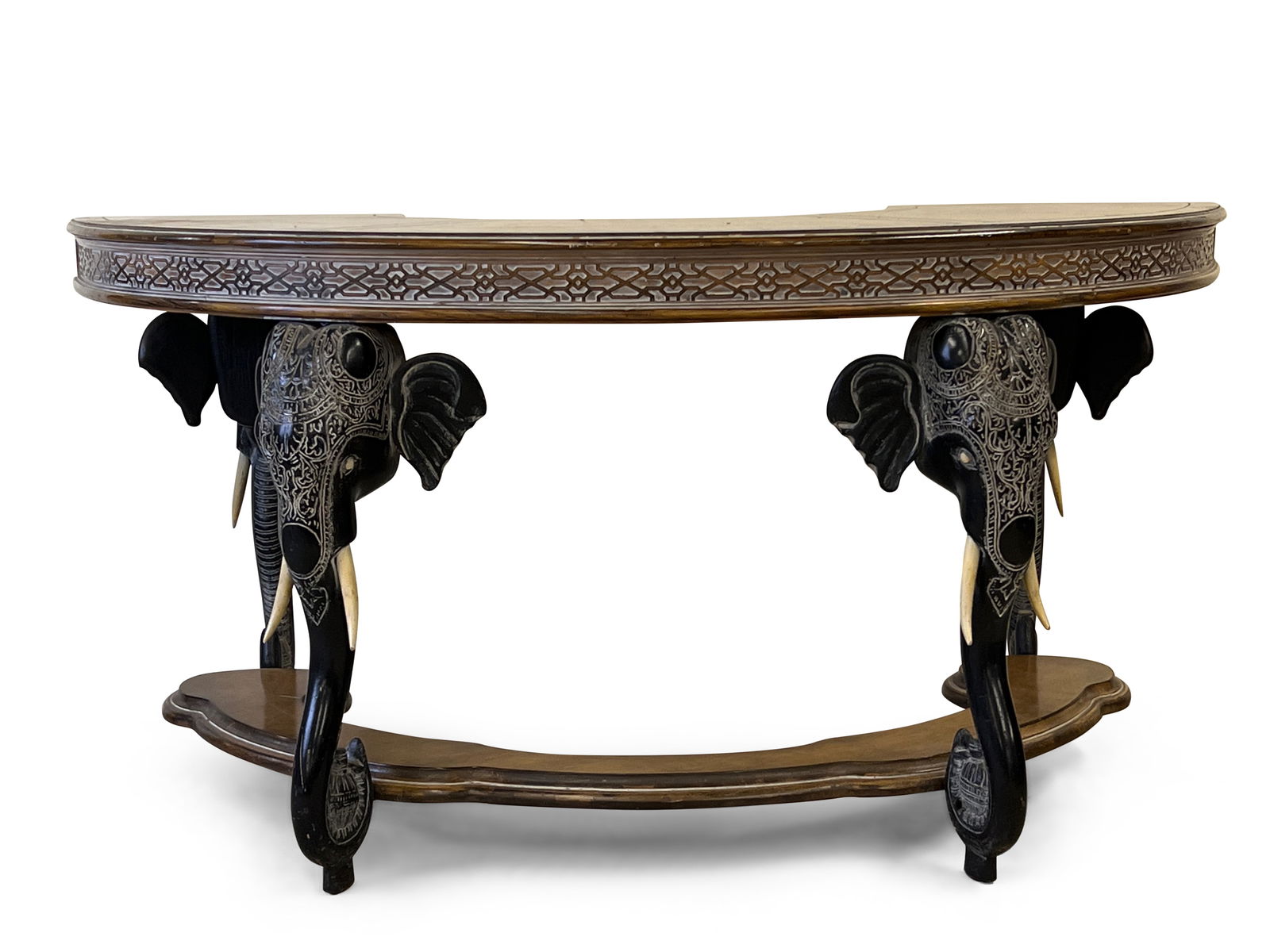 Carved Elephant Head-Form Kidney Desk (1 of 6)