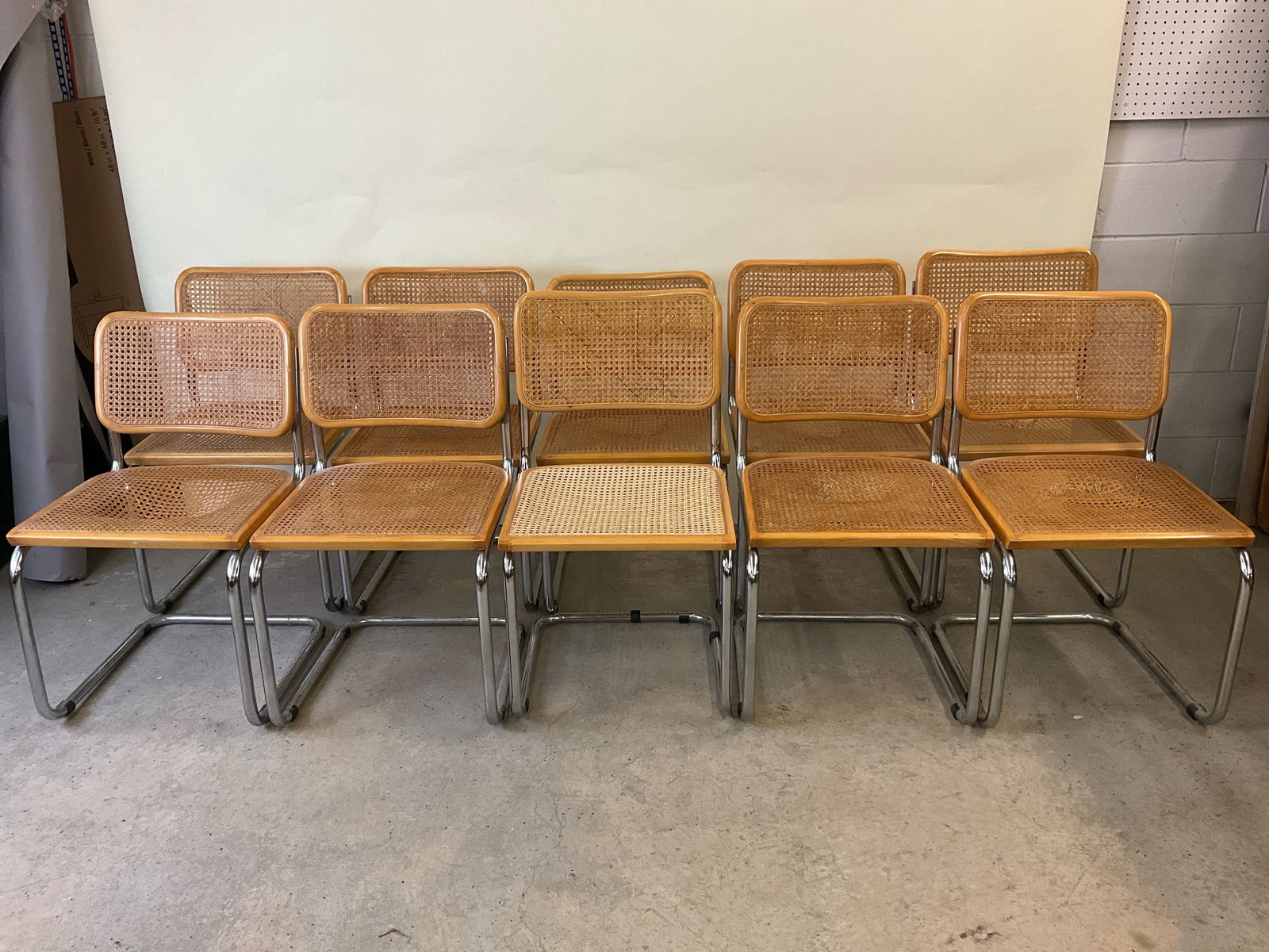 Set of Ten Marcel Breuer Cesca-style Chairs (1 of 5)
