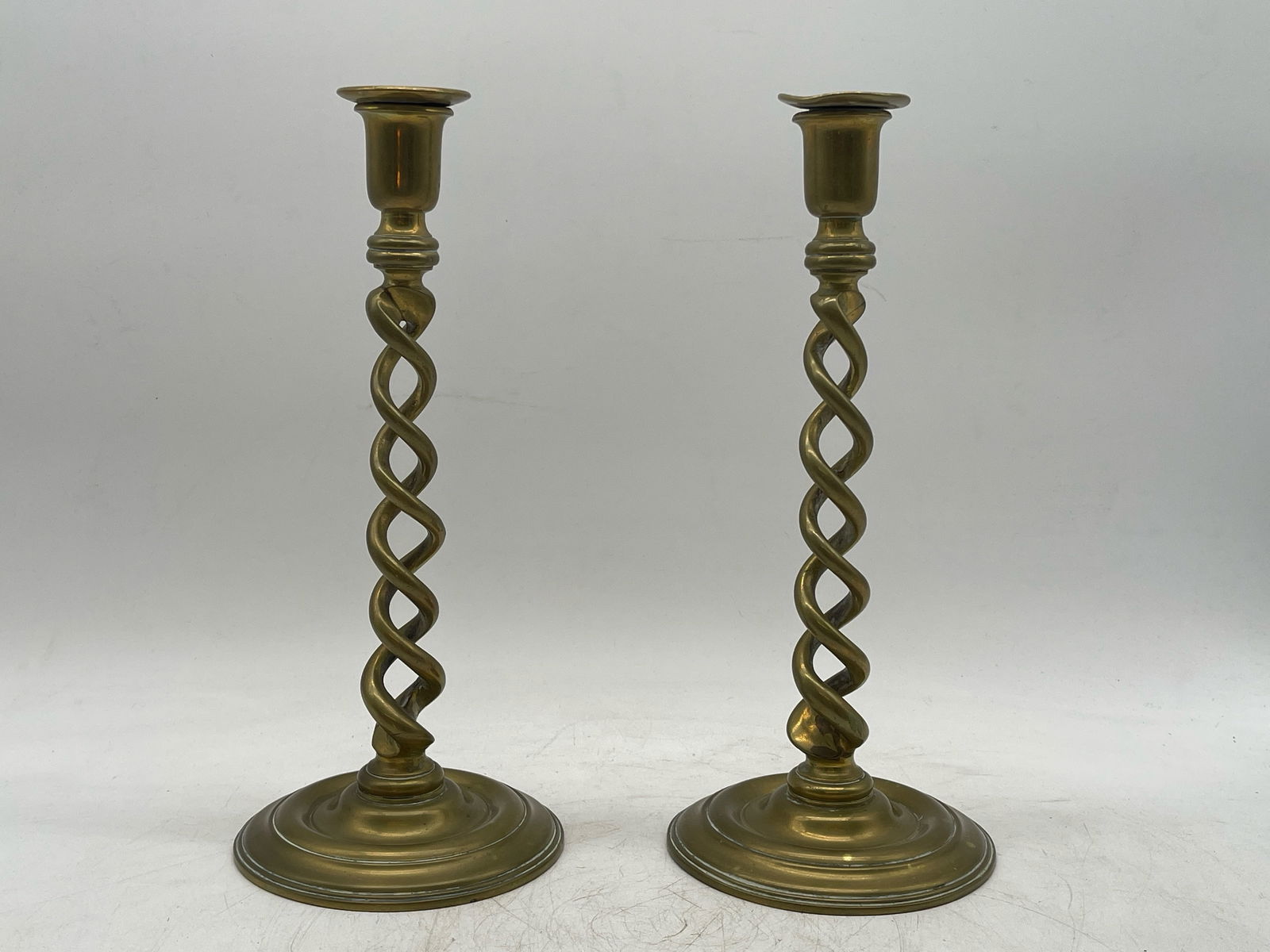 Two Brass Open Barley Twist Candlesticks (1 of 5)
