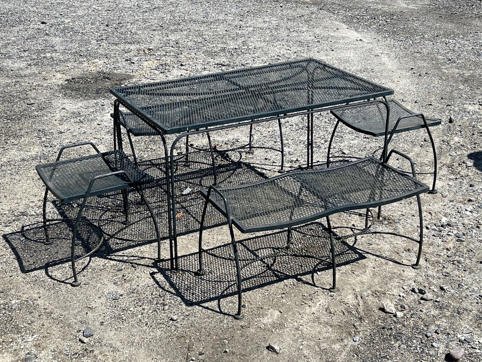 Wrought Iron Faux Bois Patio Dining Set (1 of 4)