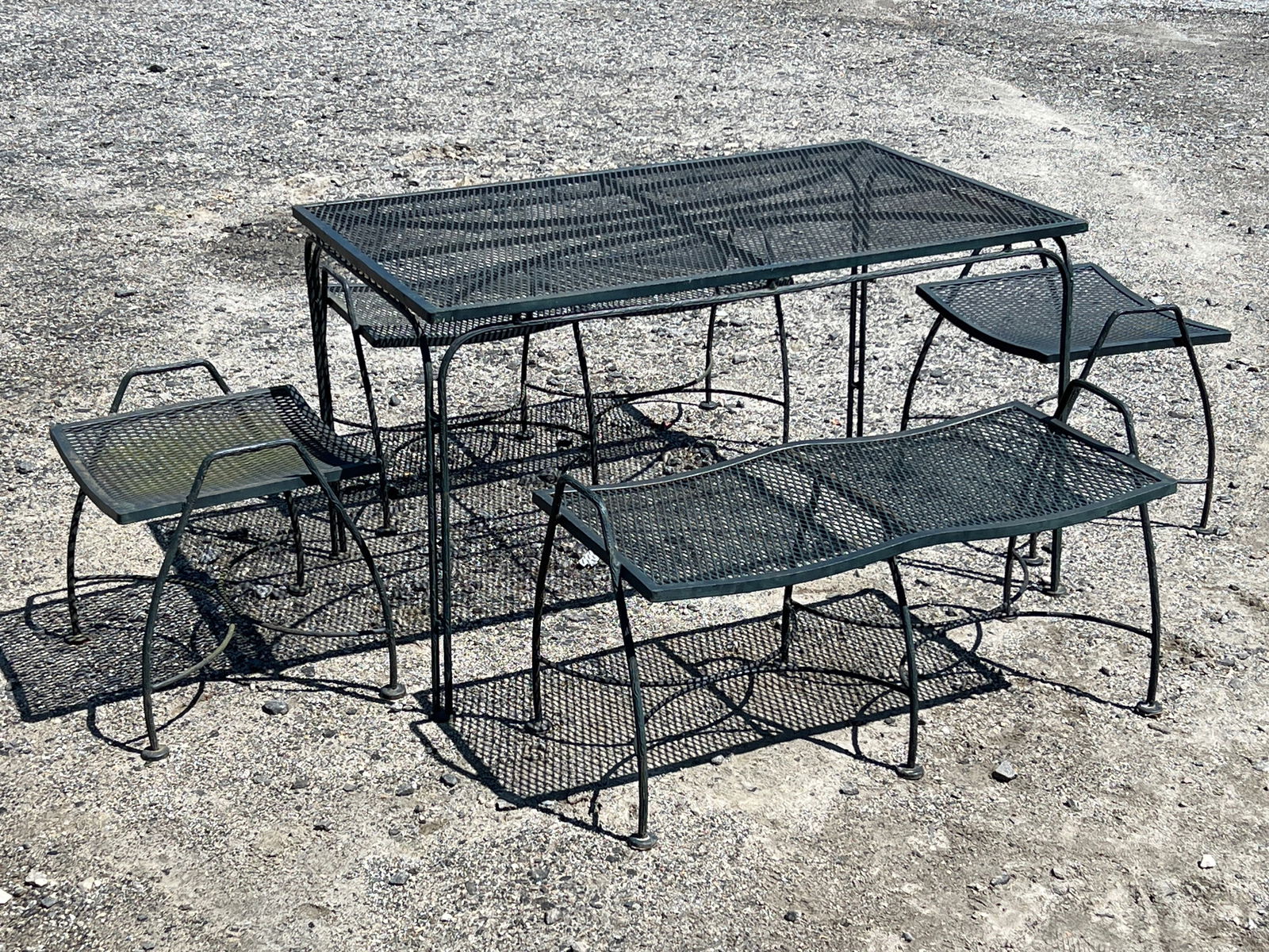 Wrought Iron Faux Bois Patio Dining Set (1 of 4)