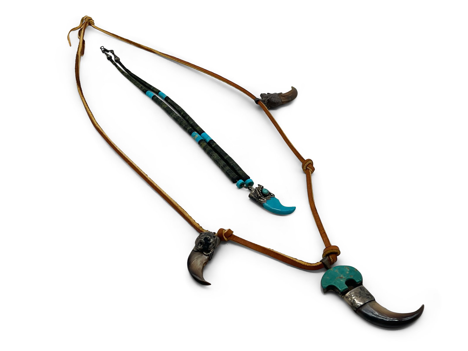 Two Navajo Silver Bear Claw Necklaces (1 of 10)