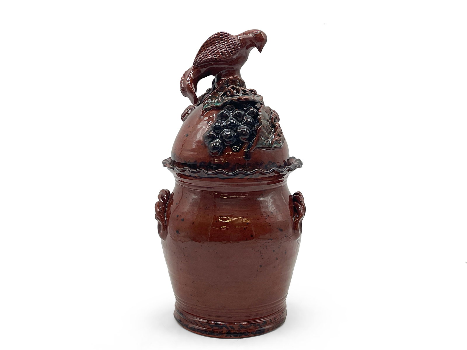 Ned Foltz Redware Pottery Jar with Bird (1 of 7)