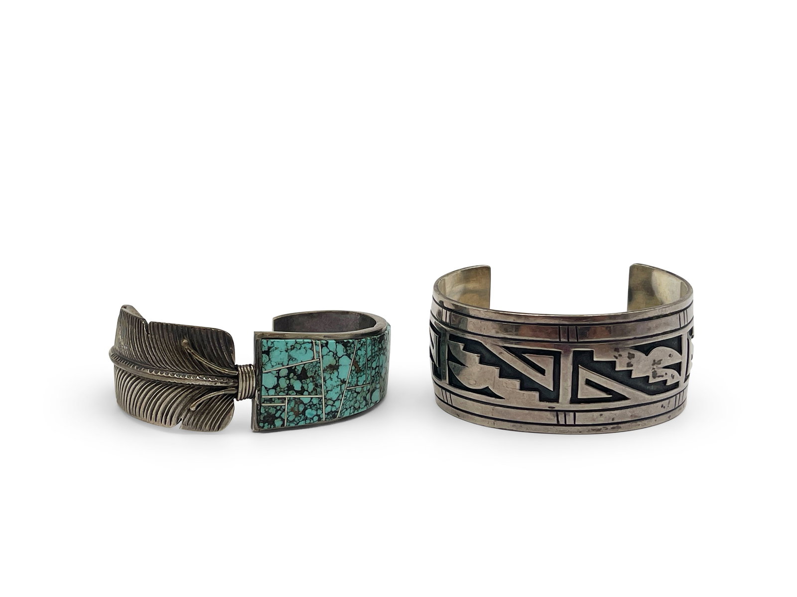 Two Navajo Silver Cuff Bracelets (1 of 9)
