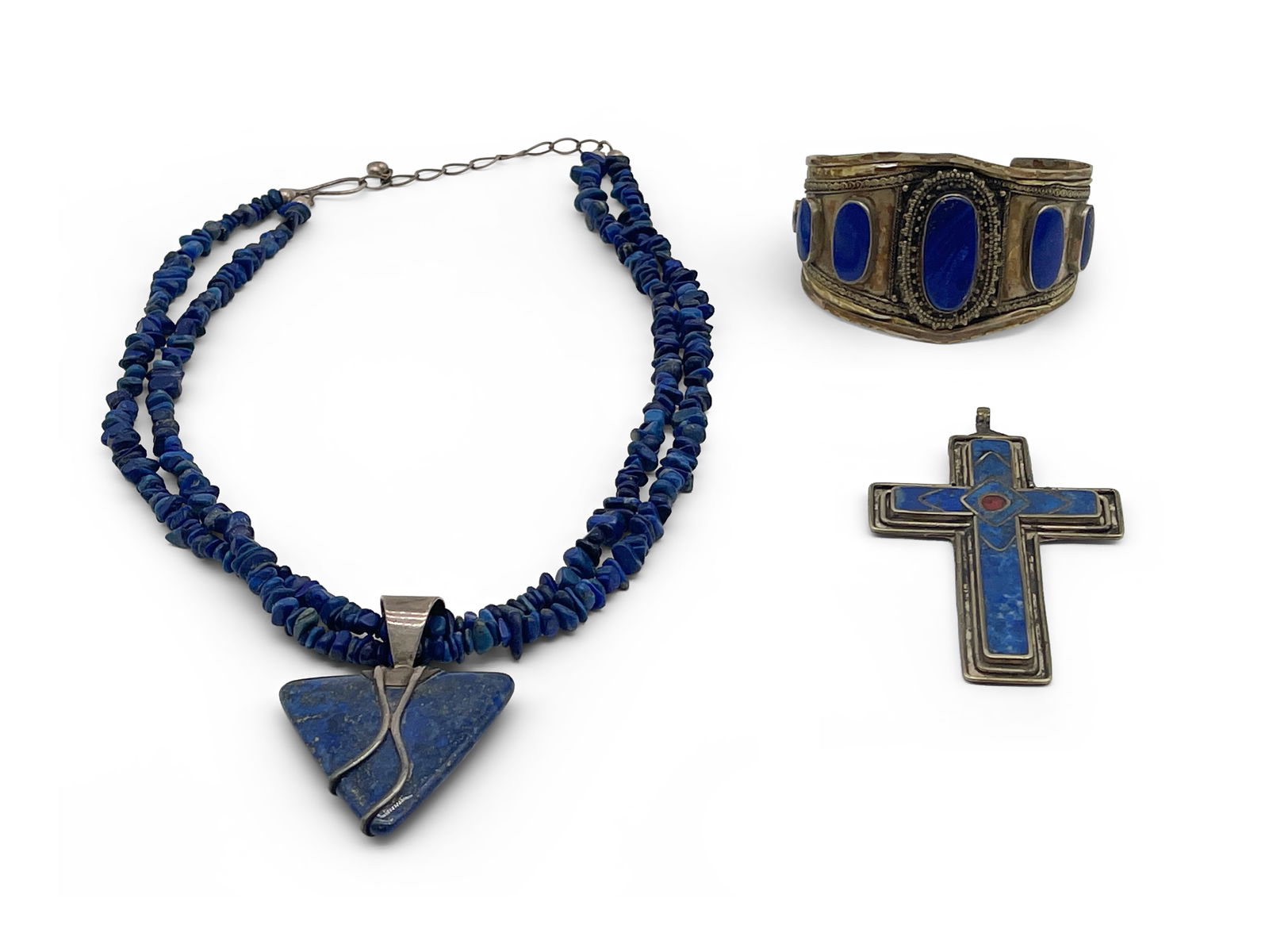 Lapis Lazuli Necklace, Cuff, and Cross (1 of 11)