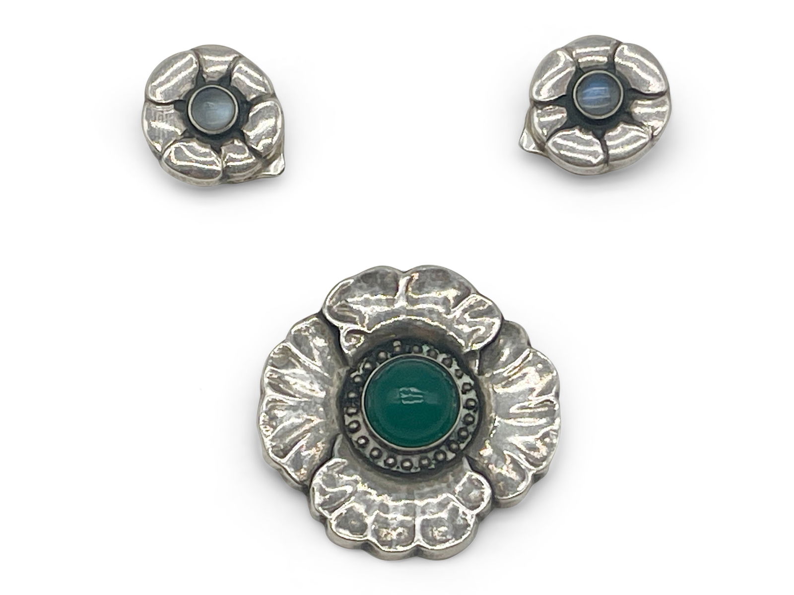 Georg Jensen Sterling Brooch & Earrings (1 of 7)