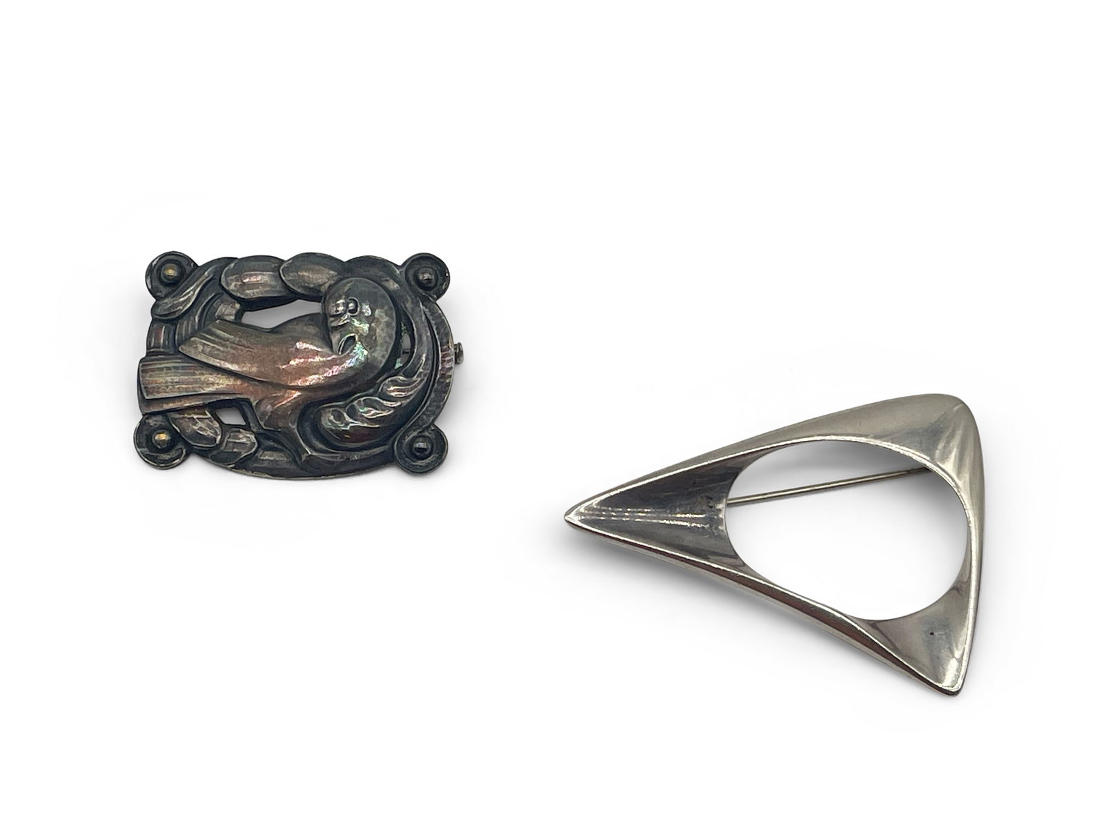 Two Georg Jensen Sterling Modernist Brooches (1 of 6)