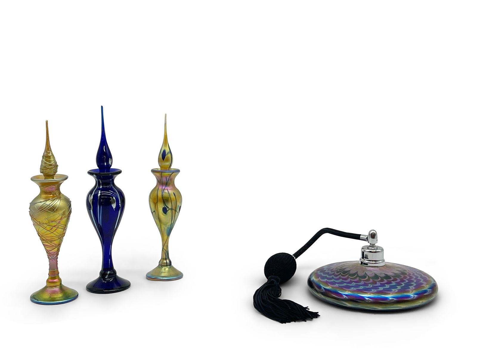 Four Signed Art Glass Perfume Bottles (1 of 12)