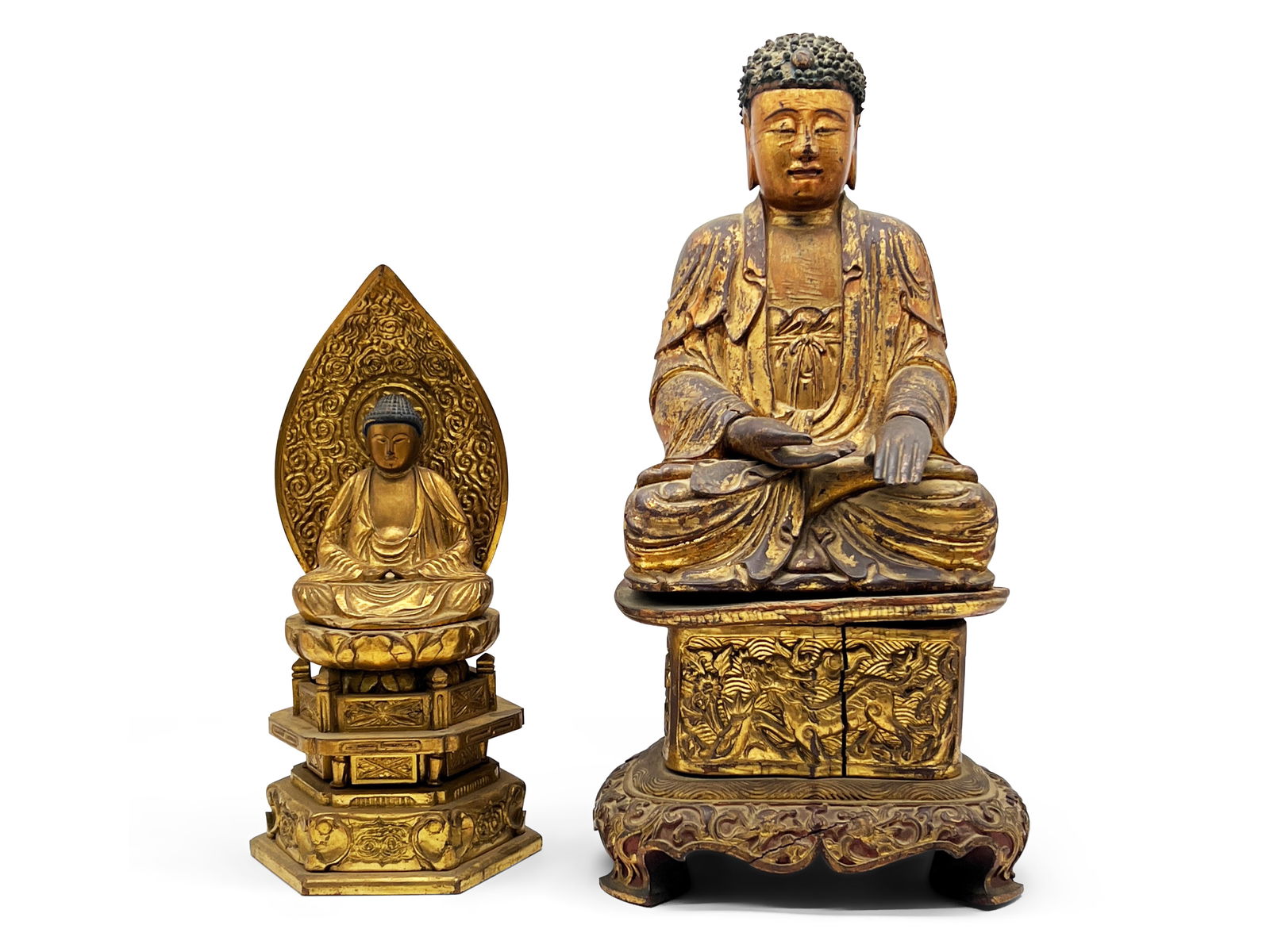 Two Japanese Giltwood Buddha Figures (1 of 5)