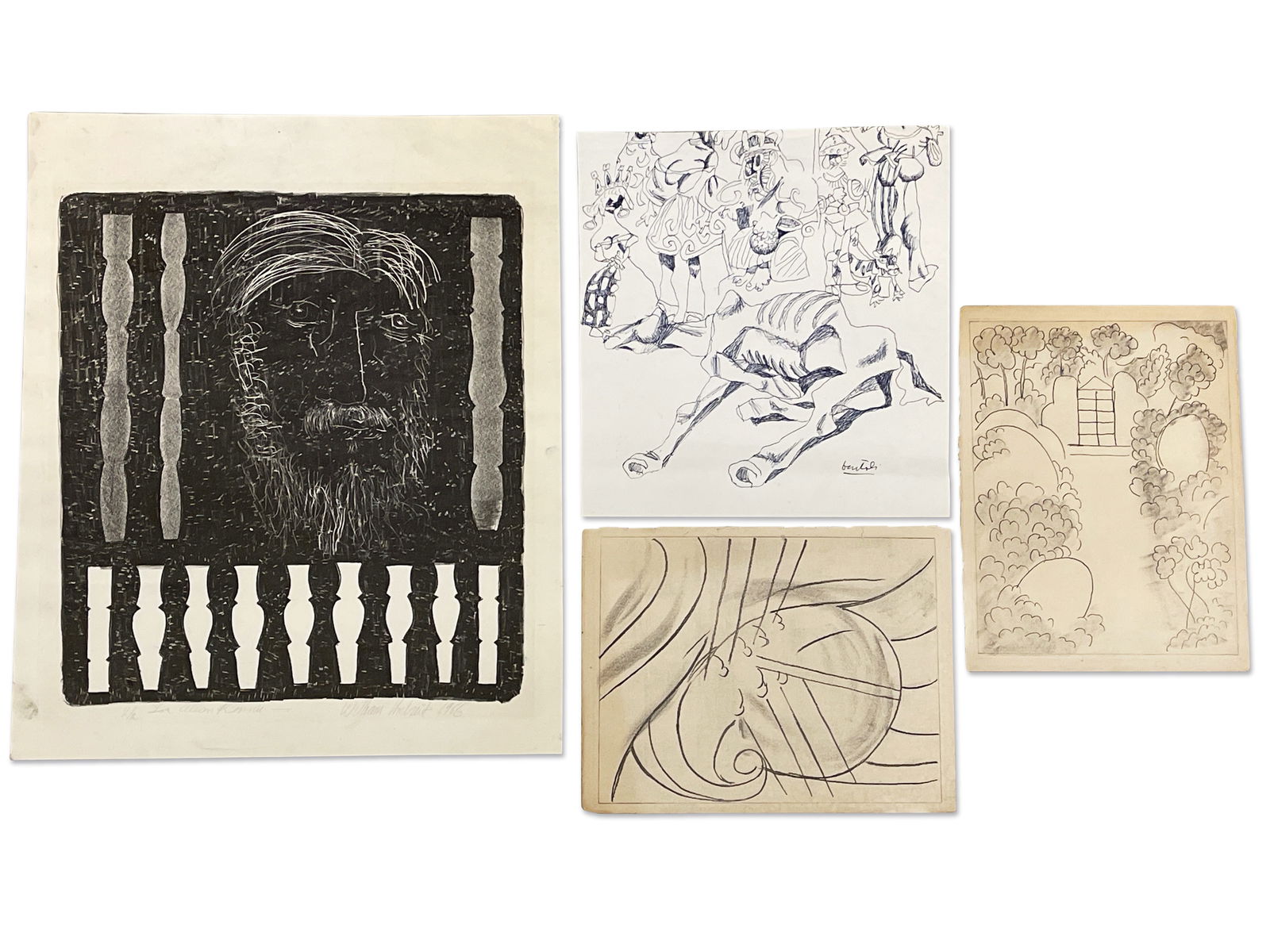 Four Etchings and Signed Illustration (1 of 8)