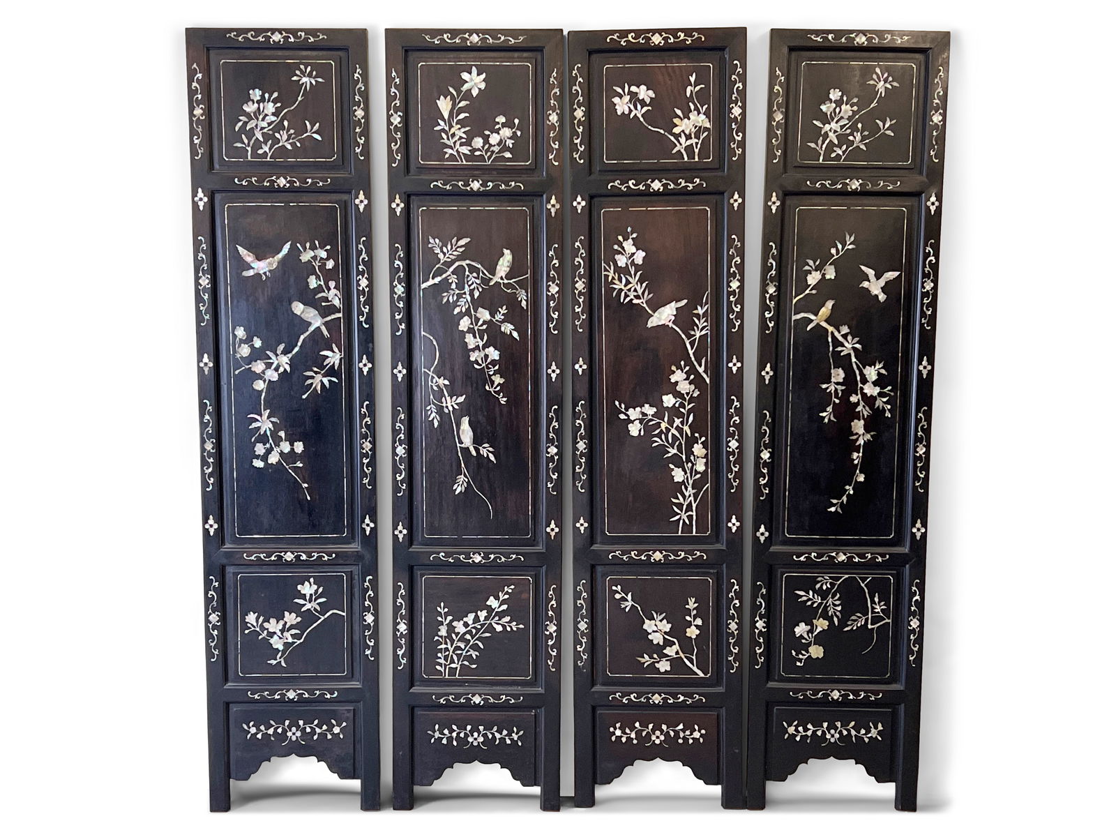 Four Chinese Rosewood Mother of Pearl Wall Panels (1 of 4)