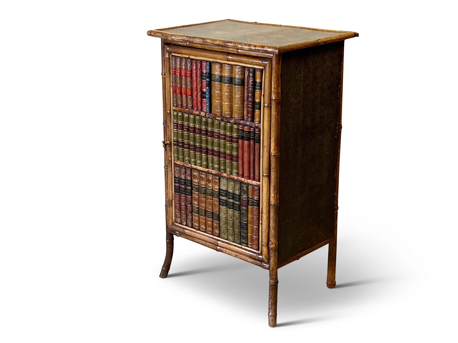 English Victorian Bamboo Trompe L'oeil Side Cabinet (1 of 5)
