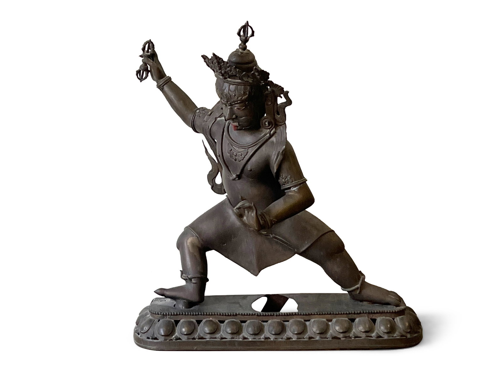 Tibetan Bronze Sculpture of Achala: A large Tibetan bronze sculpture of Achala. Figure is comprised of multiple pieces. 36in tall x 31in wide x 17in deep. | Philadelphia Metro area delivery, NYC curbside delivery, and international thir