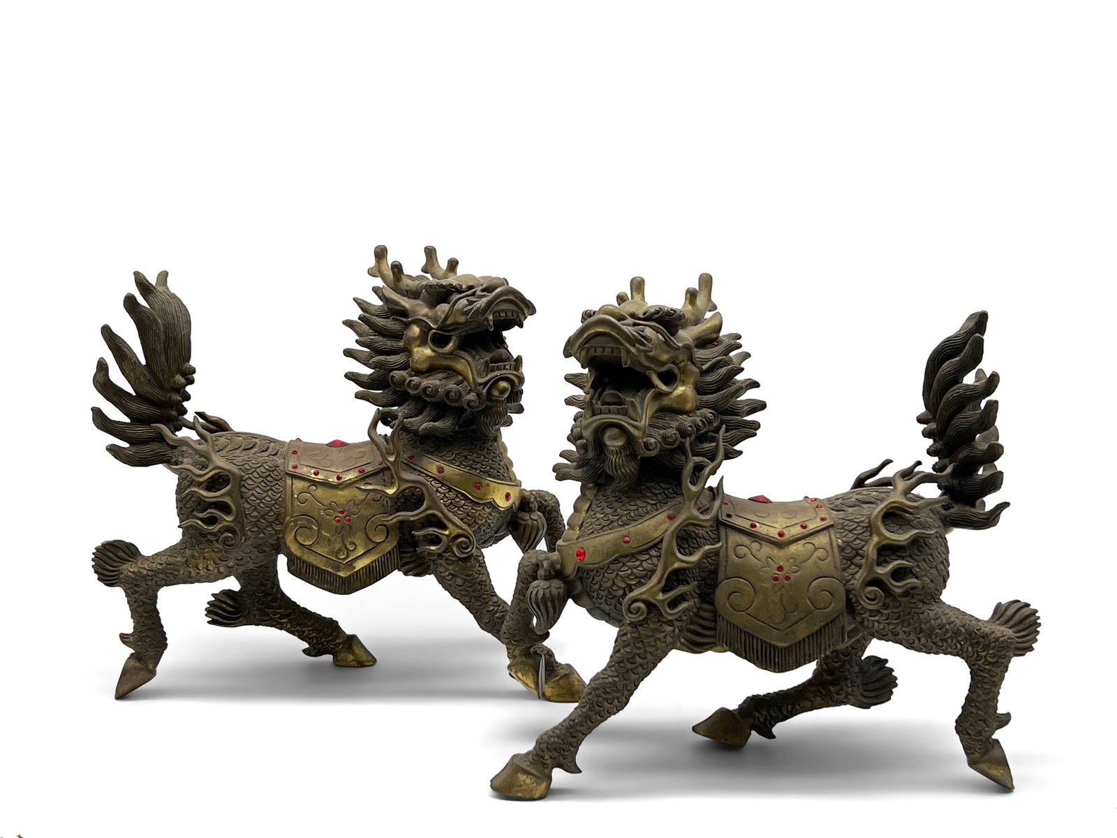 Pair of Chinese Bronze Foo Dogs (1 of 5)