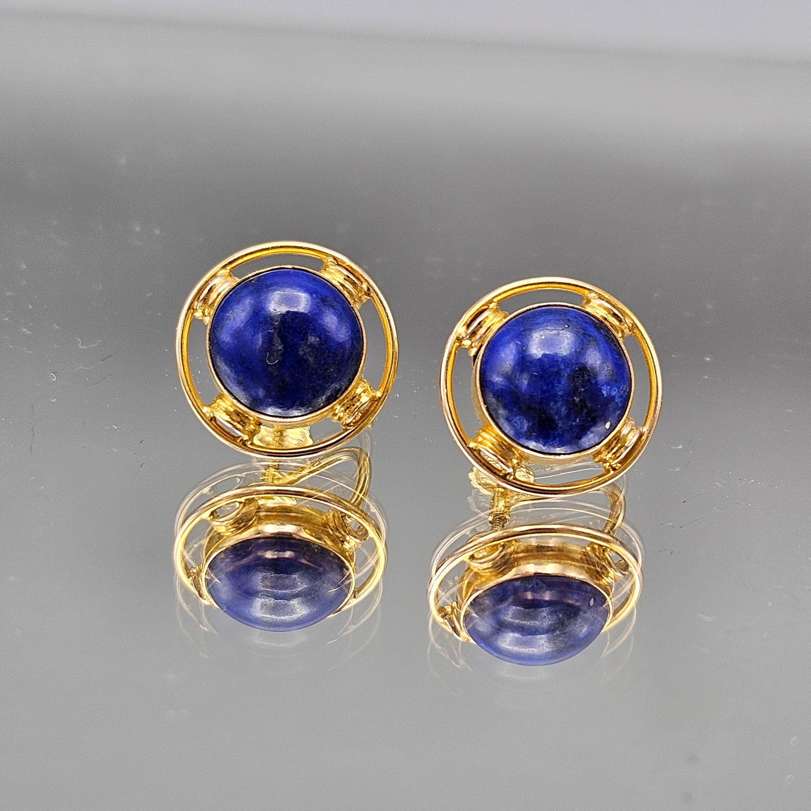 14K Yellow Gold Lapis Earrings (1 of 4)
