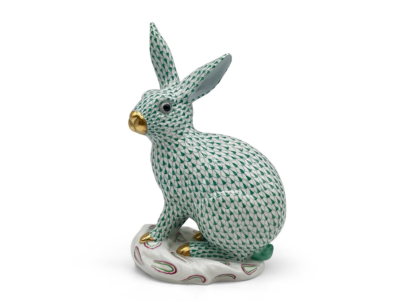 Large Herend Porcelain Fishnet Seated Bunny (1 of 5)