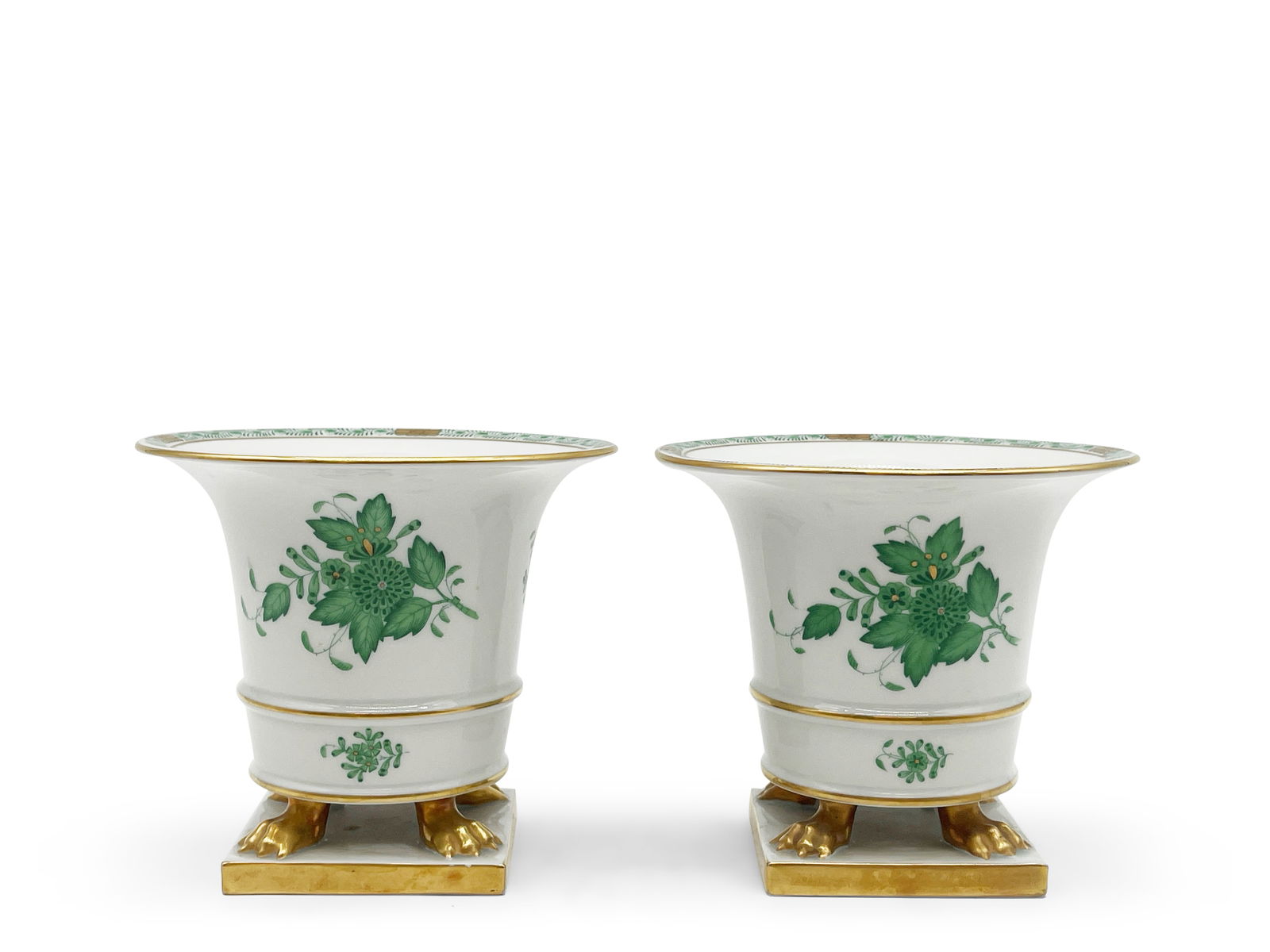 Pair of Herend Chinese Bouquet Cachepots (1 of 7)