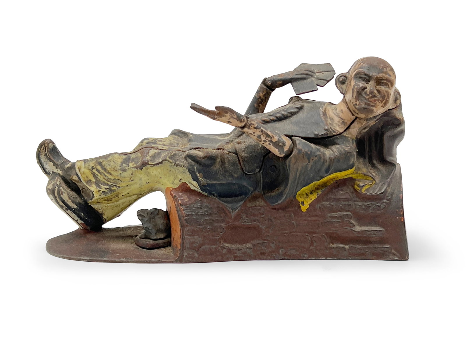 Cast Iron Reclining Man Mechanical Bank (1 of 4)