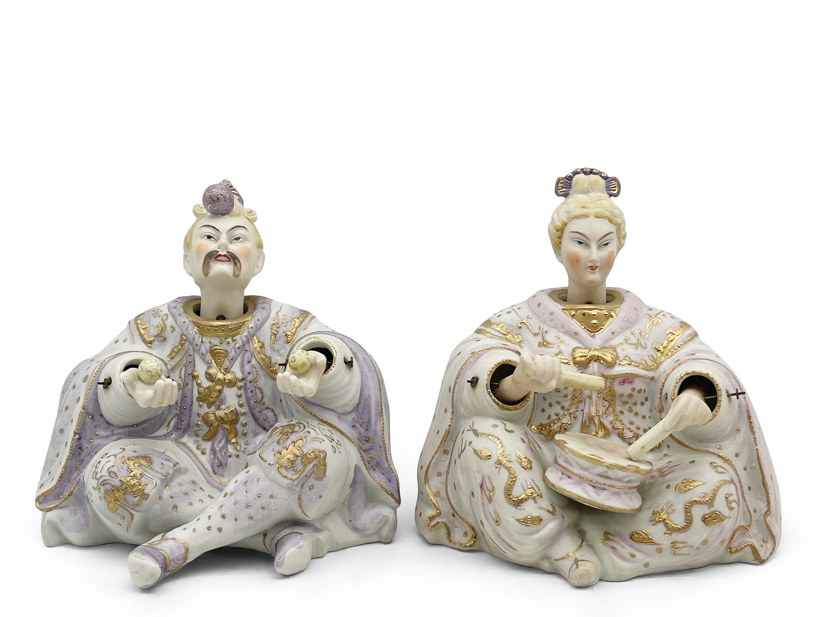Pair Japanese Porcelain Nodder Dolls (1 of 10)