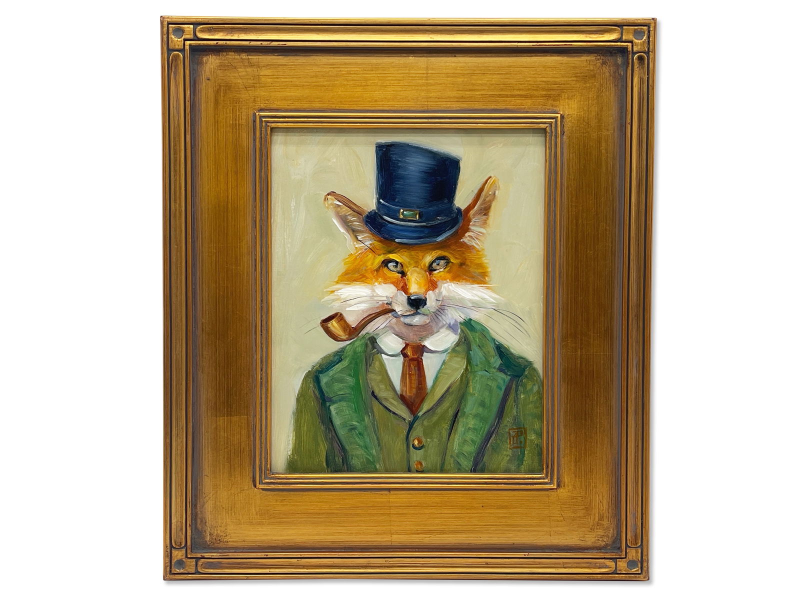 Gilt-Framed Oil/Board: Dapper Fox (1 of 5)