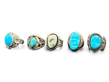 Five Southwestern Sterling Rings