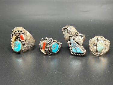 Four Southwestern Sterling Rings